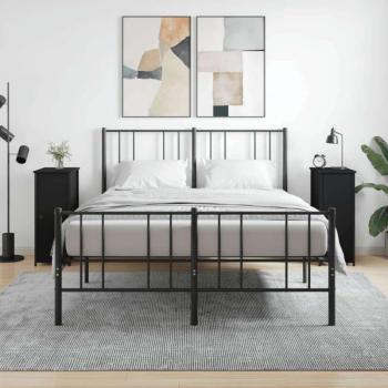 vidaXL 2 db fekete szerelt fa éjjeliszekrény 32 x 42 x 80 cm kép