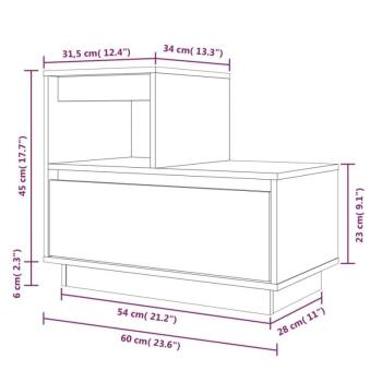 vidaXL 2 db fekete tömör fenyőfa éjjeliszekrény 60 x 34 x 51 cm kép