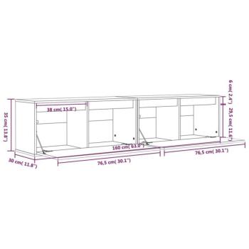 vidaXL 2 db fekete tömör fenyőfa faliszekrény 80 x 30 x 35 cm kép