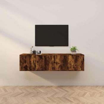 vidaXL 2 db füstös tölgyszínű fali TV-szekrény 80 x 34,5 x 40 cm kép