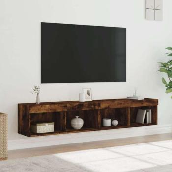 vidaXL 2 db füstös tölgyszínű TV-szekrény LED-világítással 80x30x30 cm kép