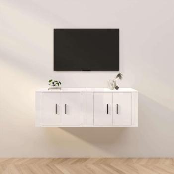 vidaXL 2 db magasfényű fehér fali TV-szekrény 57 x 34,5 x 40 cm kép