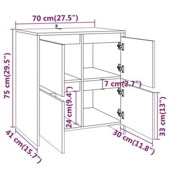 vidaXL 2 db magasfényű fehér forgácslap tálalószekrény 70 x 41 x 75 cm kép