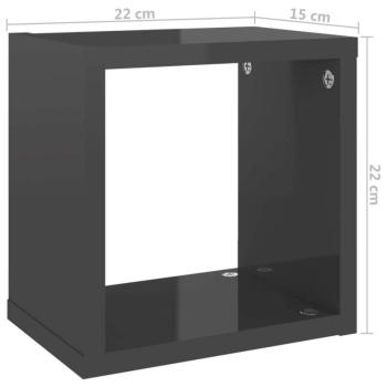 vidaXL 2 db magasfényű szürke fali kockapolc 22 x 15 x 22 cm kép