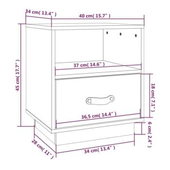 vidaXL 2 db mézbarna tömör fenyőfa éjjeliszekrény 40 x 34 x 45 cm kép