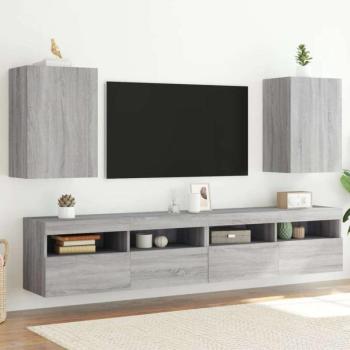 vidaXL 2 db szürke sonoma szerelt fa fali TV-szekrény 40,5x30x60 cm kép