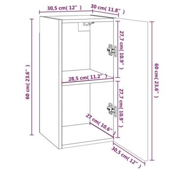 vidaXL 2 db szürke sonoma színű szerelt fa TV-szekrény 30,5x30x60 cm kép