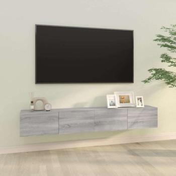 vidaXL 2 db szürke -tölgyszín szerelt fa fali TV-szekrény 100x30x30 cm kép