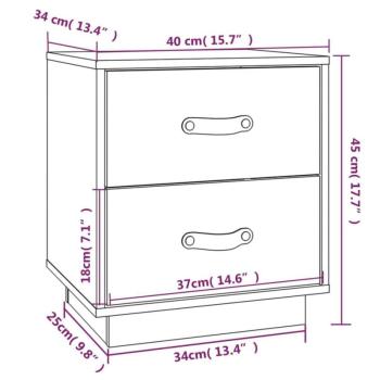 vidaXL 2 db szürke tömör fenyőfa éjjeliszekrény 40 x 34 x 45 cm kép