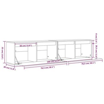 vidaXL 2 db szürke tömör fenyőfa faliszekrény 80 x 30 x 35 cm kép