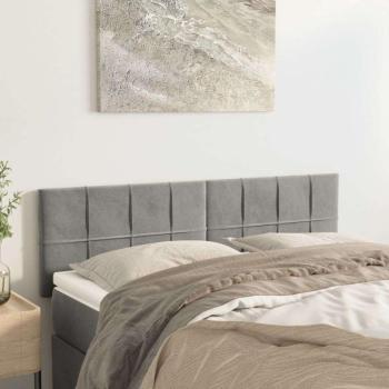 vidaXL 2 db világosszürke bársony fejtámla 72 x 5 x 78/88 cm kép