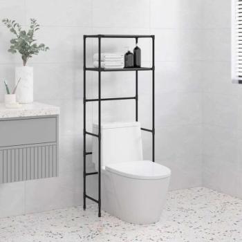 vidaXL 2 szintes fekete vas WC feletti tárolóállvány 53,5x28x143 cm kép