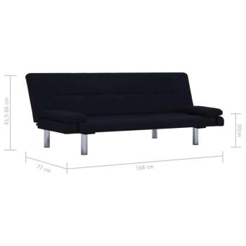 vidaXL 282189  Sofa Bed with Two Pillows Black Polyester kép