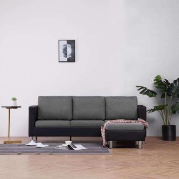 vidaXL 282204  3-Seater Sofa with Cushions Black Faux Leather kép