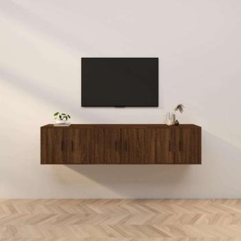 vidaXL 3 db barna tölgyszínű fali TV-szekrény 57x34,5x40 cm kép