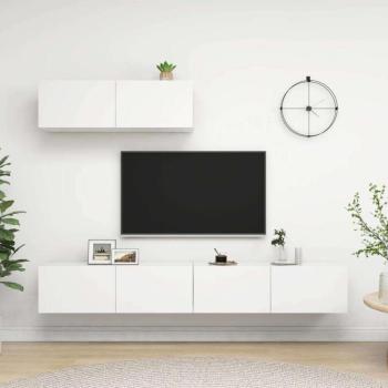 vidaXL 3 db fehér forgácslap TV-szekrény kép