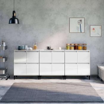 vidaXL 3 db magasfényű fehér szerelt fa tálalószekrény 60 x 35 x 70 cm kép
