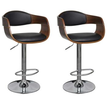 vidaXL 3052716  Bar Stools 2 pcs Black Bent Wood and Faux Leather... kép