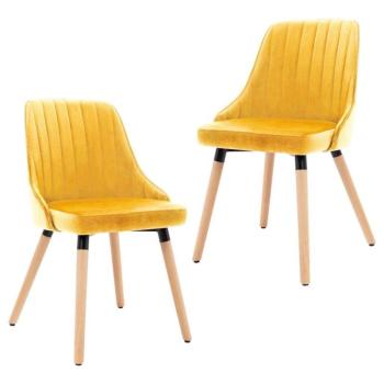 vidaXL 323059  Dining Chairs 2 pcs Yellow Velvet kép