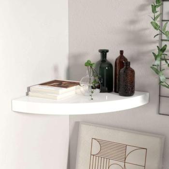 vidaXL 323907  Floating Corner Shelf High Gloss White 35x35x3,8 cm MDF kép