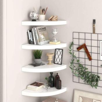 vidaXL 323909  Floating Corner Shelves 4 pcs High Gloss White 35x... kép