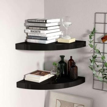 vidaXL 323920  Floating Corner Shelves 2 pcs Black 35x35x3,8 cm MDF kép