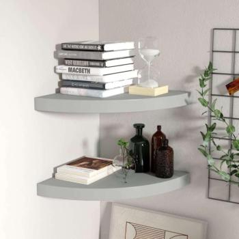 vidaXL 323923  Floating Corner Shelves 2 pcs Grey 35x35x3,8 cm MDF kép