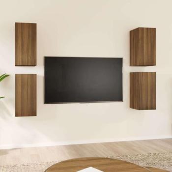 vidaXL 4 db barna tölgyszínű szerelt fa TV-szekrény 30,5 x 30 x 60 cm kép