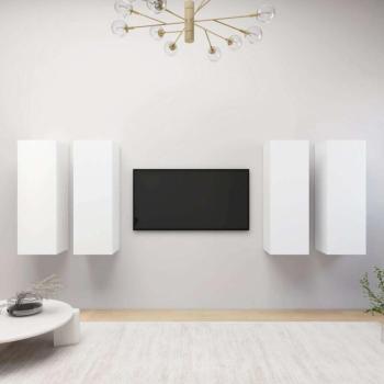 vidaXL 4 db fehér forgácslap TV-szekrény 30,5 x 30 x 90 cm kép