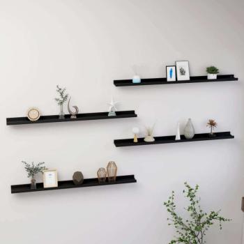 vidaXL 4 db fekete fali polc 100 x 9 x 3 cm kép