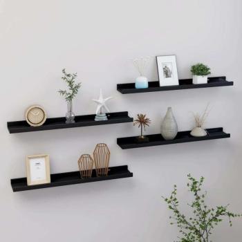 vidaXL 4 db fekete fali polc 60 x 9 x 3 cm kép