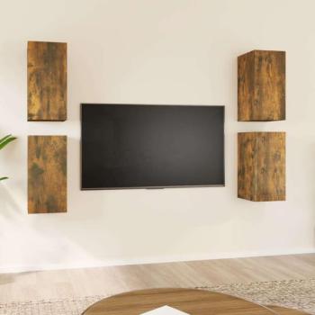 vidaXL 4 db füstös tölgyszínű szerelt fa TV-szekrény 30,5 x 30 x 60 cm kép