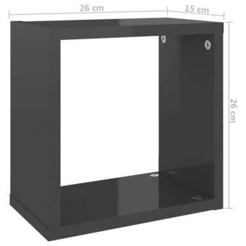 vidaXL 4 db magasfényű szürke fali kockapolc 26 x 15 x 26 cm kép