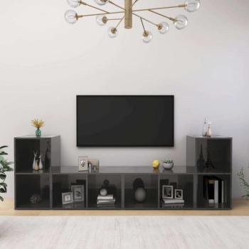 vidaXL 4 db magasfényű szürke forgácslap TV-szekrény 72 x 35 x 36,5 cm kép