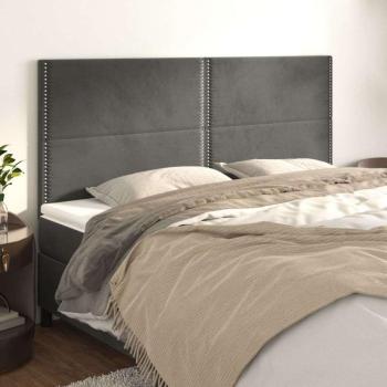vidaXL 4 db sötétszürke bársony fejtámla 80 x 5 x 78/88 cm kép