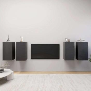 vidaXL 4 db szürke forgácslap TV-szekrény 30,5 x 30 x 60 cm kép
