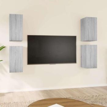 vidaXL 4 db szürke sonoma színű szerelt fa TV-szekrény 30,5x30x60 cm kép