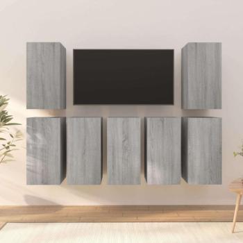 vidaXL 7 db szürke sonoma színű szerelt fa TV-szekrény 30,5x30x60 cm kép