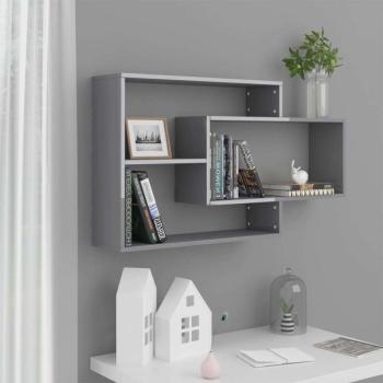 vidaXL 800332  Wall Shelves High Gloss Grey 104x20x58,5 cm Chipboard kép