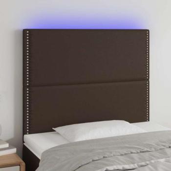 vidaXL barna műbőr LED-es fejtámla 100x5x118/128 cm kép