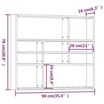 vidaXL barna tölgy színű szerelt fa fali polc 90 x 16 x 78 cm kép