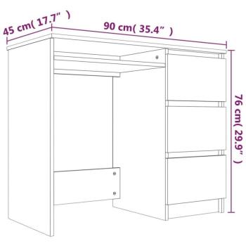 vidaXL barna tölgy színű szerelt fa íróasztal 90 x 45 x 76 cm kép