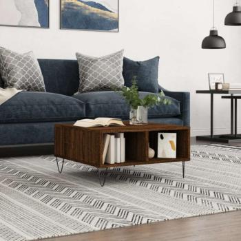 vidaXL barna tölgyszínű szerelt fa dohányzóasztal 60 x 60 x 30 cm kép