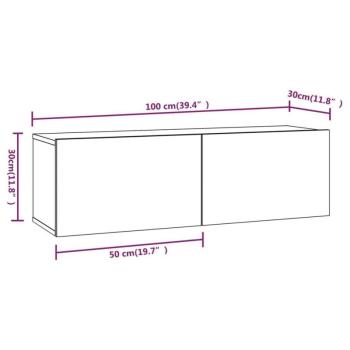 vidaXL barna tölgyszínű szerelt fa fali TV-szekrény 100 x 30 x 30 cm kép