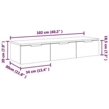 vidaXL barna tölgyszínű szerelt fa faliszekrény 102 x 30 x 20 cm kép