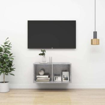 vidaXL betonszürke falra szerelhető forgácslap TV-szekrény 37x37x72 cm kép