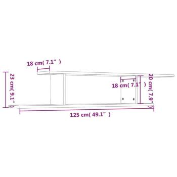 vidaXL betonszürke forgácslap fali TV-polc 125 x 18 x 23 cm kép