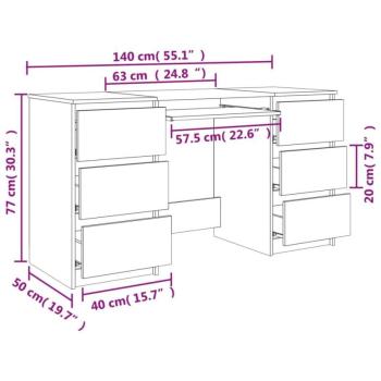 vidaXL betonszürke forgácslap íróasztal 140 x 50 x 77 cm kép