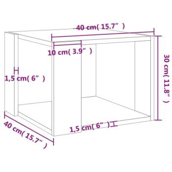 vidaXL betonszürke szerelt fa dohányzóasztal 40 x 40 x 30 cm kép