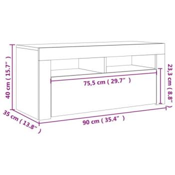 vidaXL betonszürke TV-szekrény LED-világítással 90 x 35 x 40 cm kép